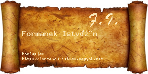 Formanek István névjegykártya